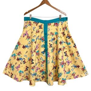 Tatyana Womens Retro Butterfly Full Swing Skirt 3X NWT Yellow Casual Rockabilly
